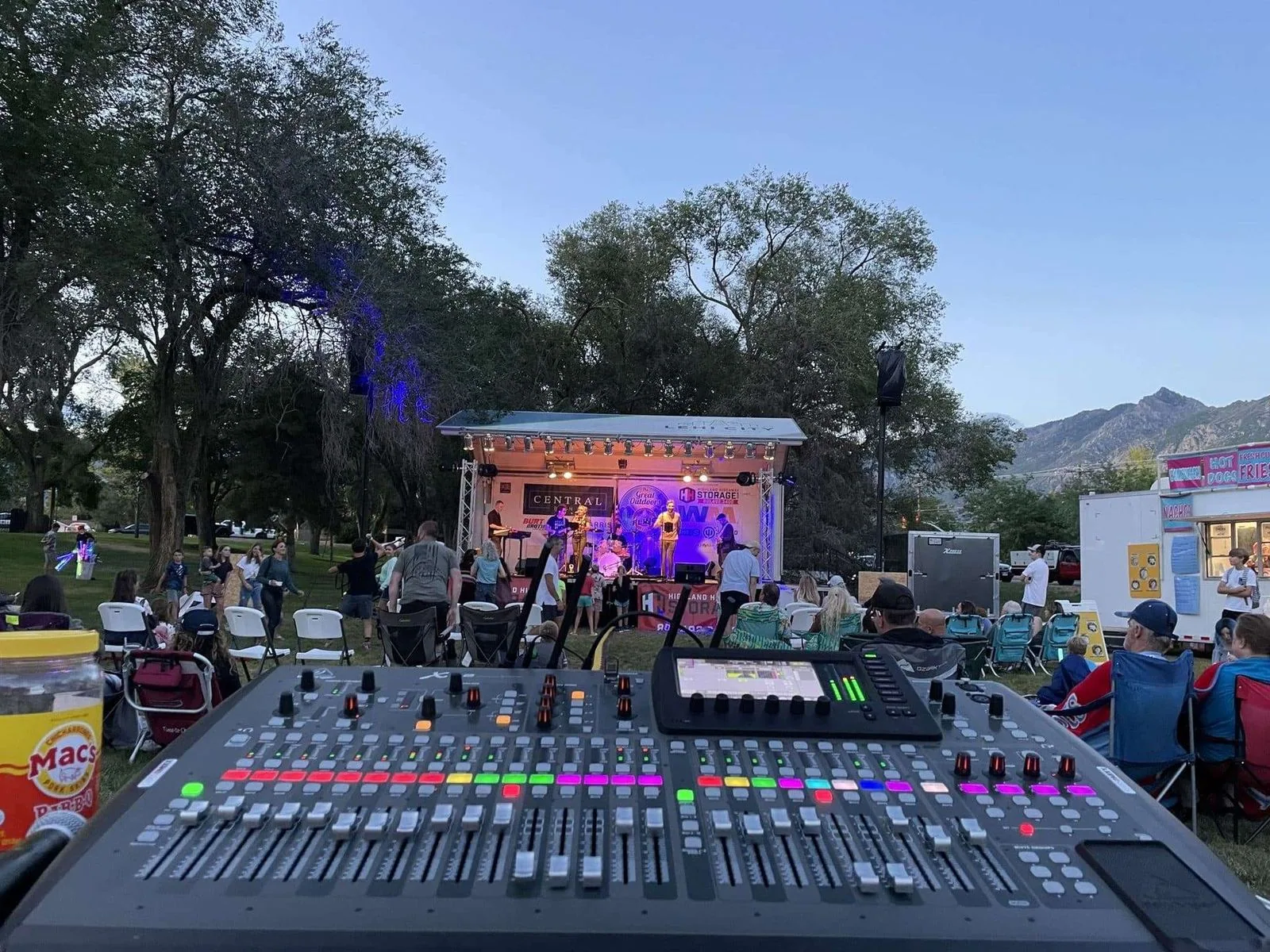 Outdoor fall festival sound setup by SwissMixx Audio, suitable for Oktoberfest celebrations across the Treasure Valley Idaho and Wasatch Front Utah
