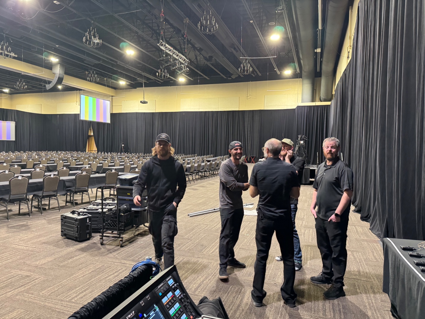 Ballroom AV setup for corporate conference