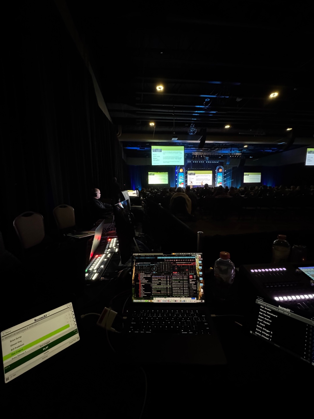 Conference stage setup for product launch event