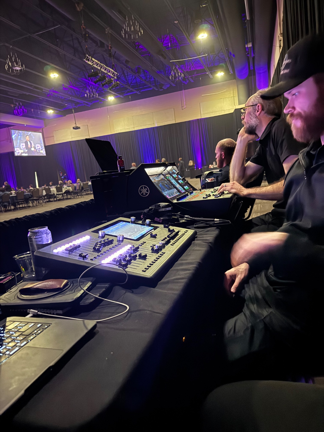 SwissMixx Audio engineers running Yamaha digital console at corporate gala ballroom event in Utah