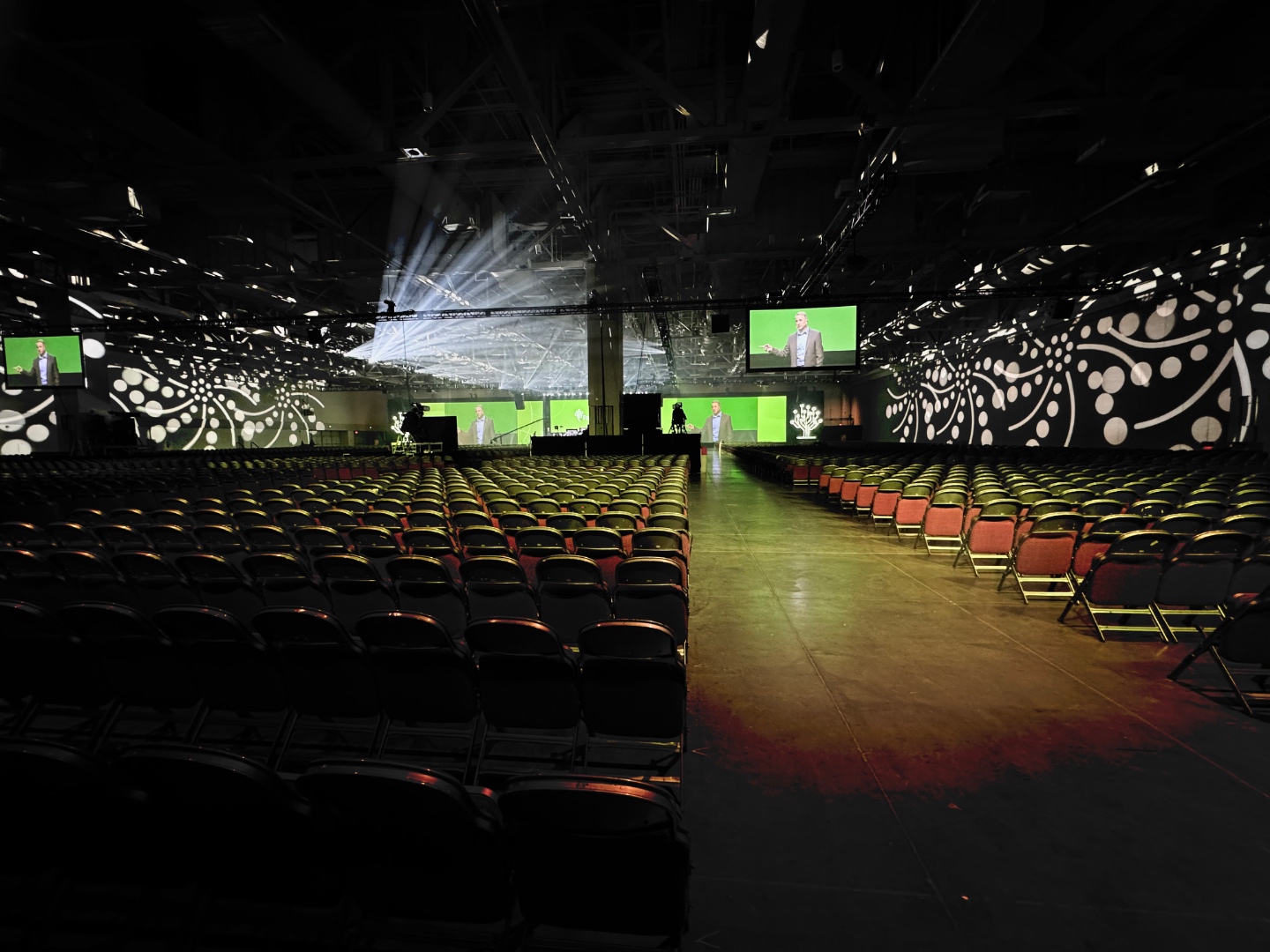 Massive RootsTech conference production with projection mapping, multiple screens, and thousands of seats, professional AV by SwissMixx Audio