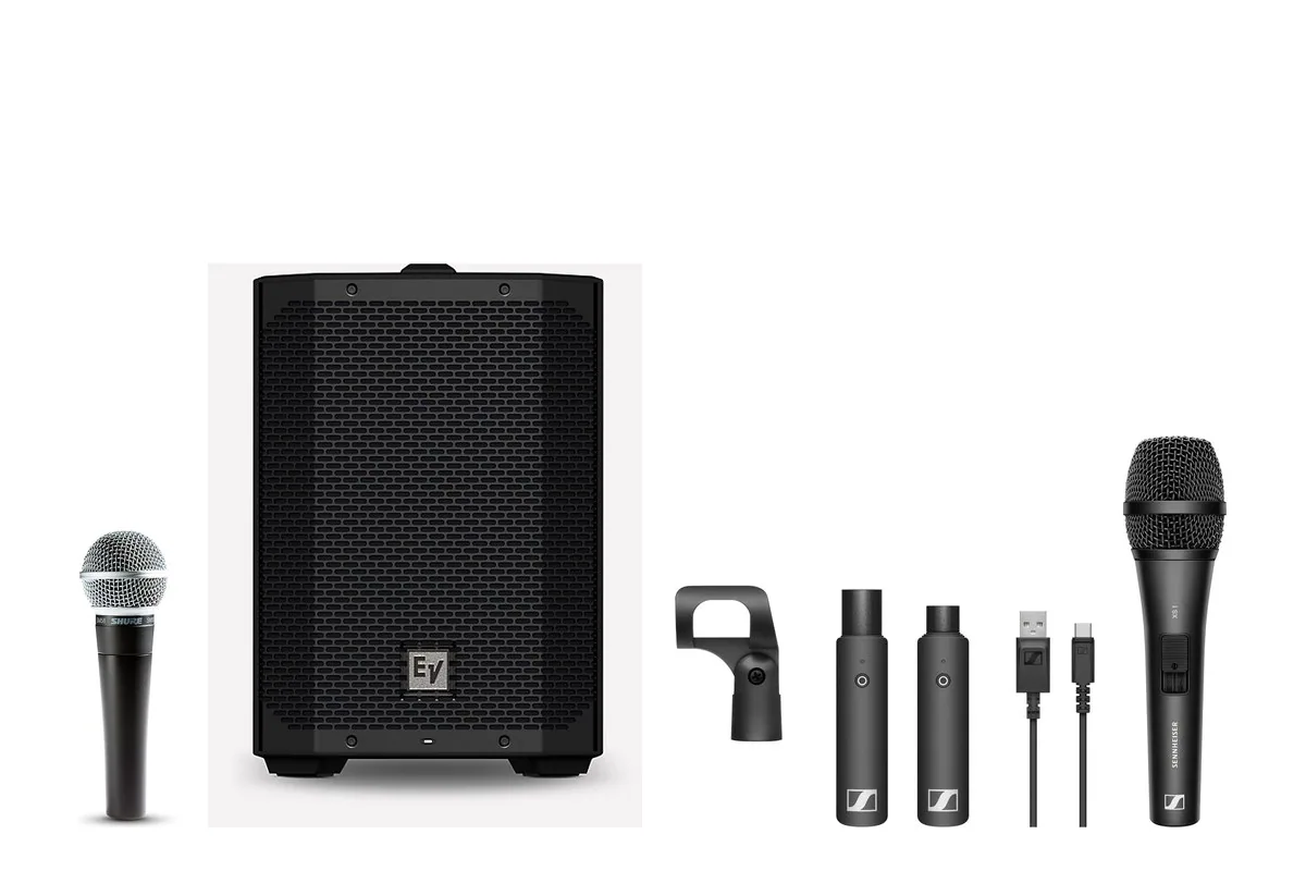 DIY wedding ceremony sound package rental Boise Idaho with battery powered speaker and wireless microphone from SwissMixx Audio