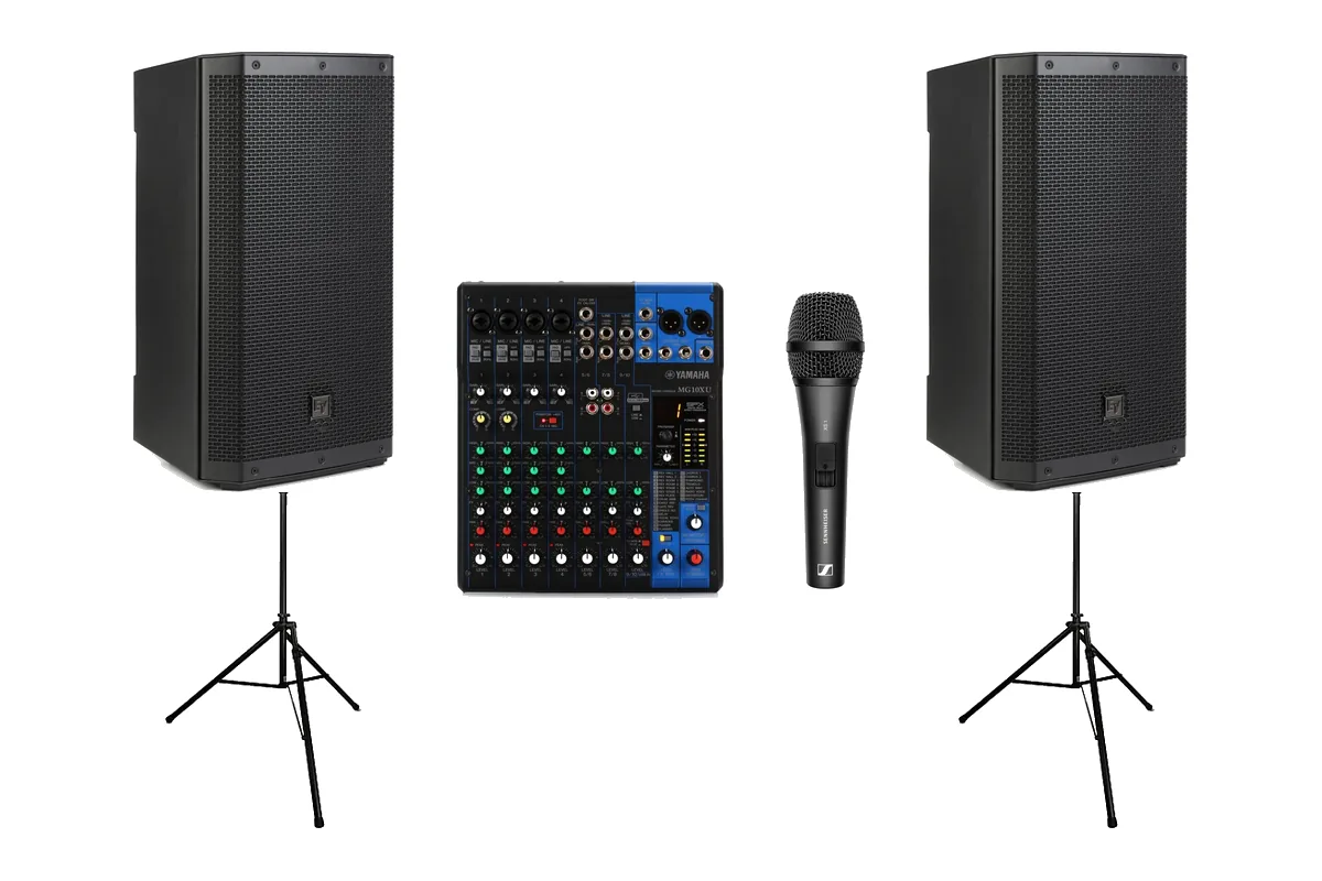 DIY sound equipment rental kit packed and ready for a weekend rental pickup, SwissMixx Audio Nampa Idaho