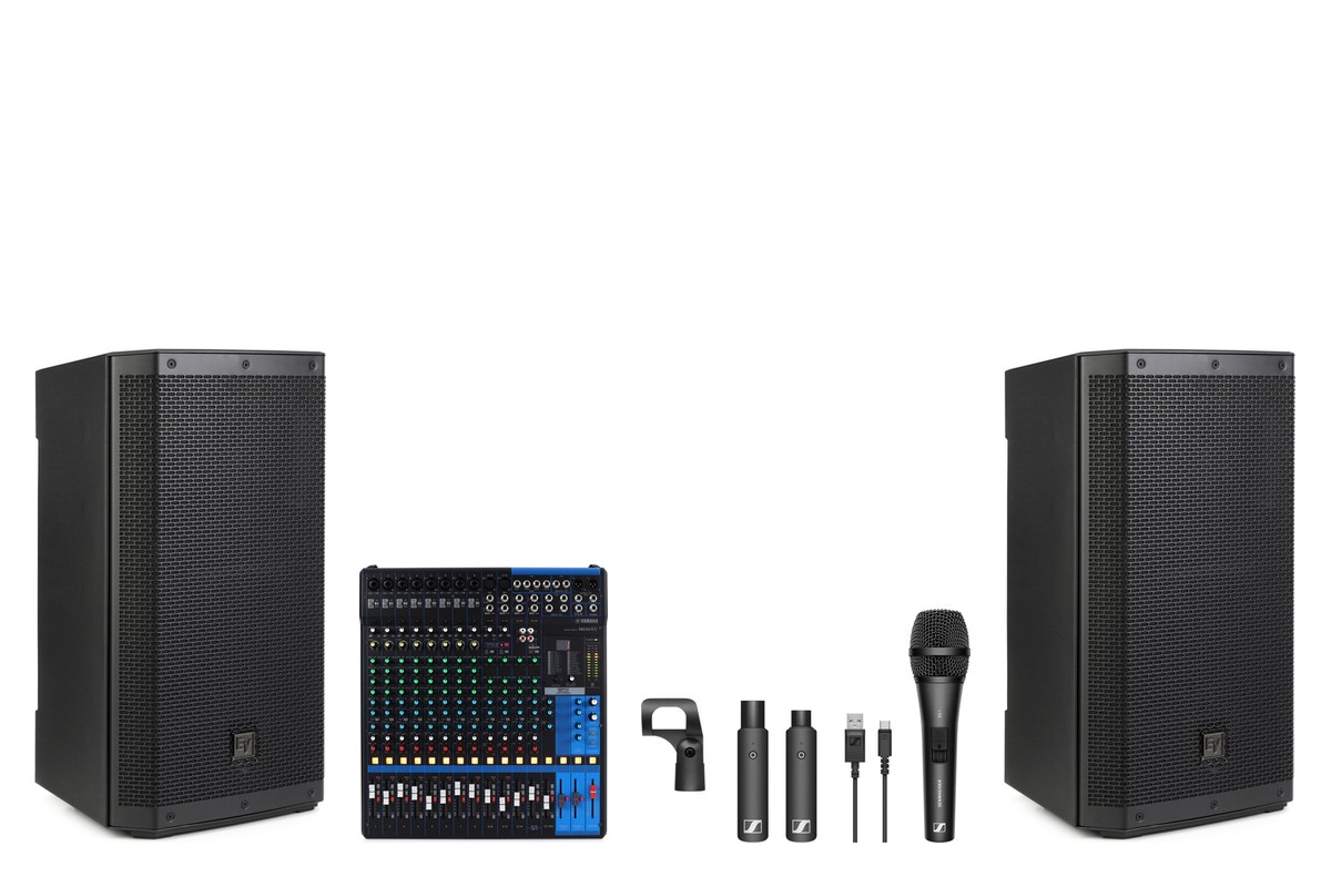 DIY wedding sound package with powered speakers, mixer, and wireless microphone for brides in the Treasure Valley Idaho