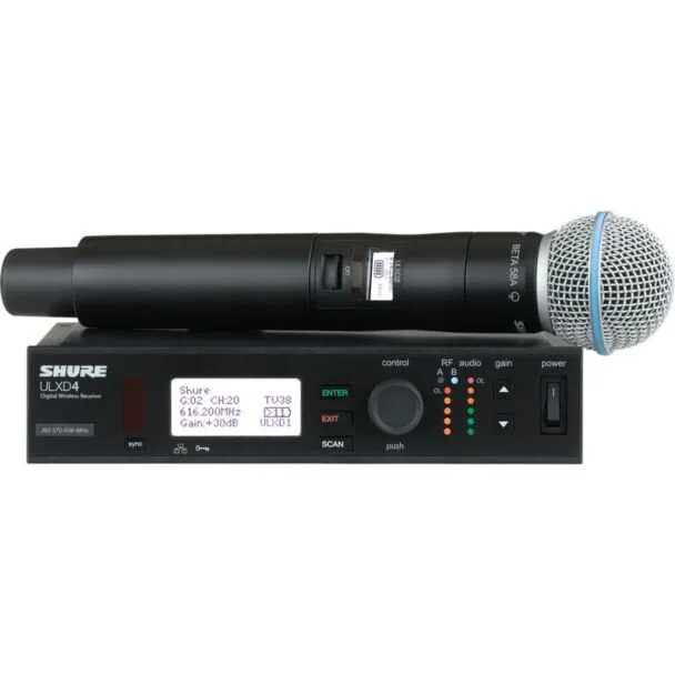 Wireless handheld microphone system available for rent from SwissMixx Audio Boise Idaho