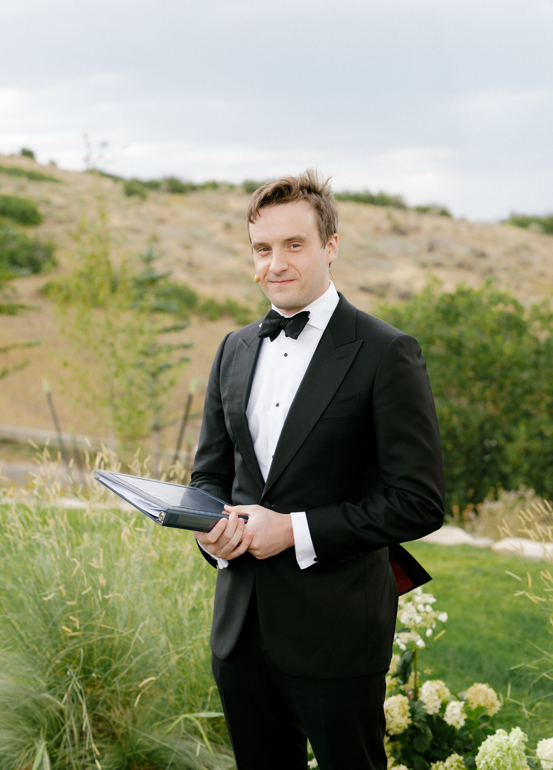 Outdoor wedding ceremony at a mountain Idaho venue, SwissMixx Audio destination wedding DJ McCall Payette Lake