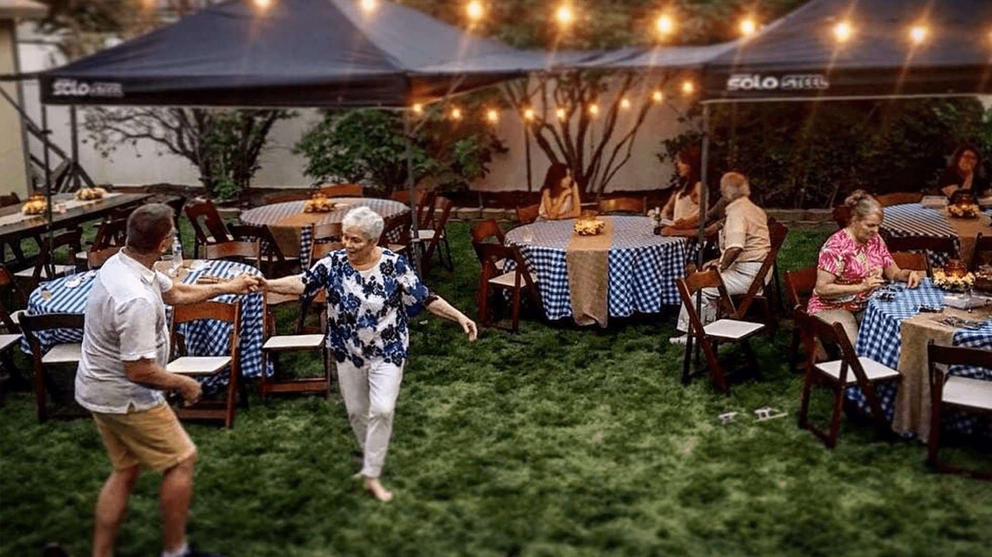 Outdoor wedding reception dance floor at a Boise area venue, SwissMixx Audio wedding DJ Idaho